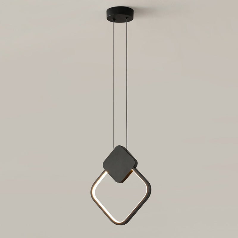 Modern Minimalist Style Cord Hung Hanging Pendant Lights Metal Pendant Light in Black Finish
