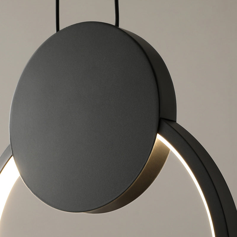 Modern Minimalist Style Cord Hung Hanging Pendant Lights Metal Pendant Light in Black Finish