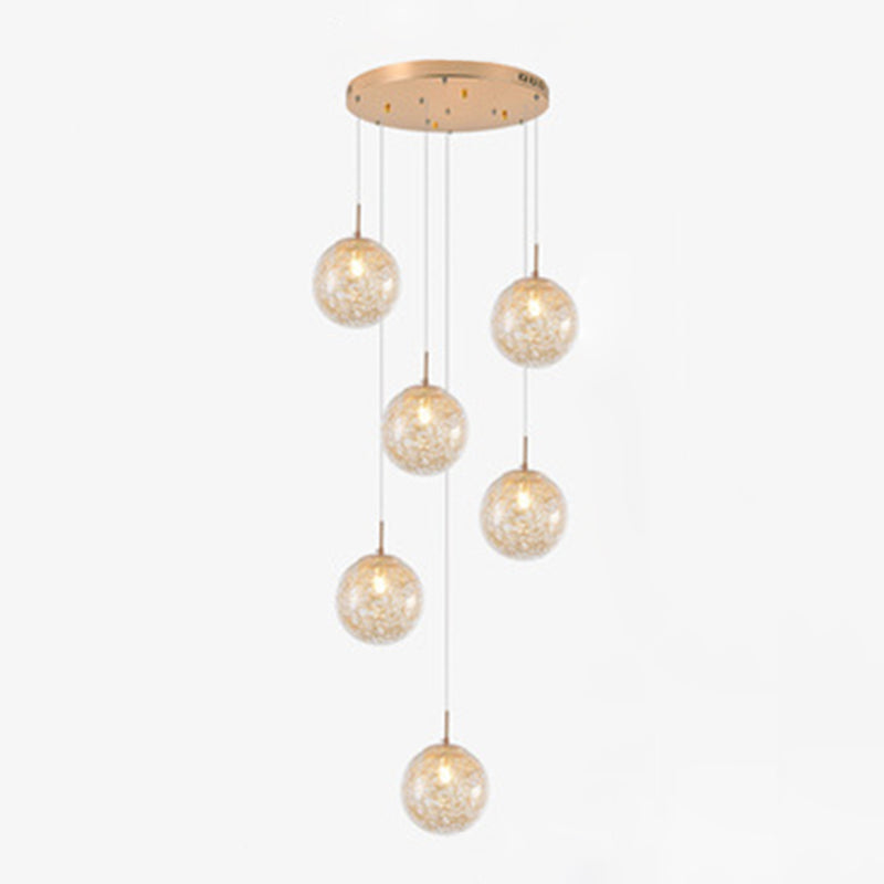 Globe Multi Light Pendant Mid-Century Modern Creativity Glass Hanging Pendant Lights for Duplex Stairs