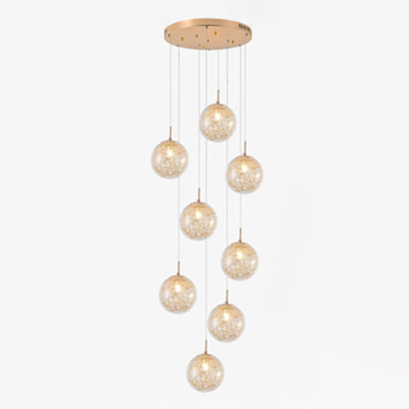 Globe Multi Light Pendant Mid-Century Modern Creativity Glass Hanging Pendant Lights for Duplex Stairs