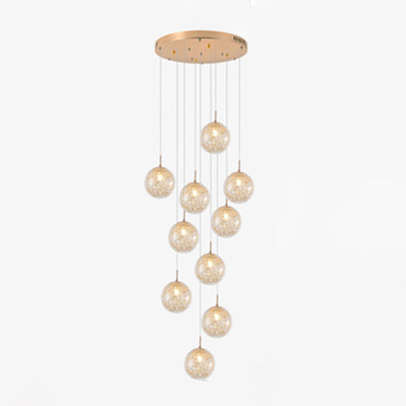 Globe Multi Light Pendant Mid-Century Modern Creativity Glass Hanging Pendant Lights for Duplex Stairs