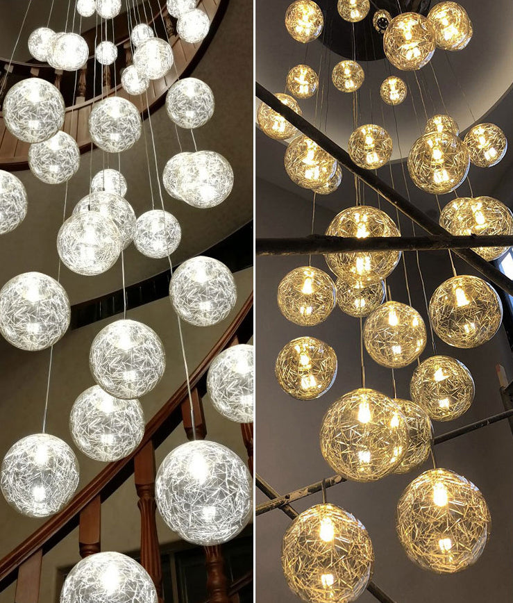 Globe Multi Light Pendant Mid-Century Modern Creativity Glass Hanging Pendant Lights for Duplex Stairs