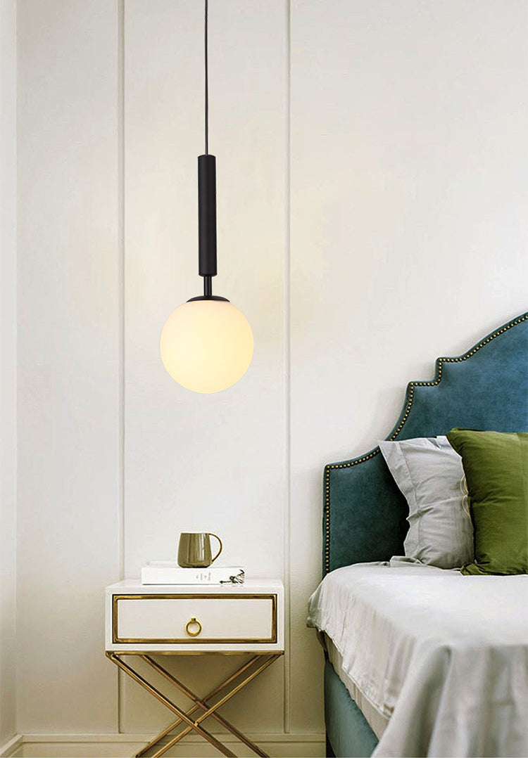1 Light Spherical Pendant Light Modern Hand-Blown White Glass Shade Hanging Lamp for Living Room