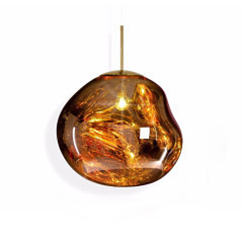 1 Light Rock Ceiling Light Modern Simple Dimpled Blown Glass Ceiling Fixture for Restaurant
