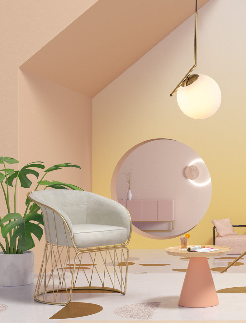 Round Hanging Pendant Lights Modern Simple White Glass Pendant Ceiling Lights for Restaurant