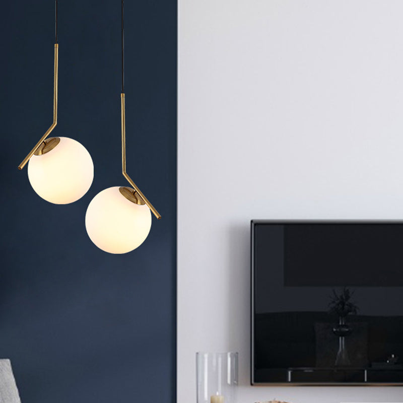 Round Hanging Pendant Lights Modern Simple White Glass Pendant Ceiling Lights for Restaurant