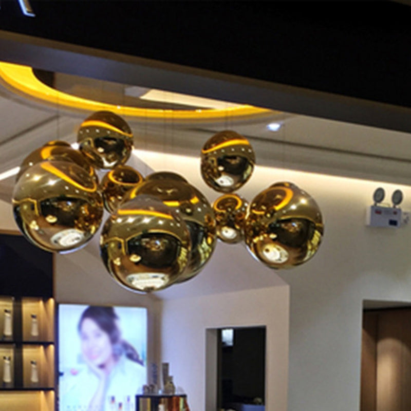 1 Light Ball Hanging Light Fixtures Postmodern Mirror Glass Ceiling Light for Restaurant