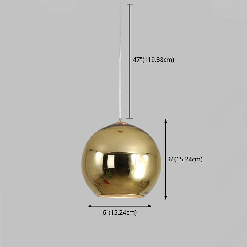 1 Light Ball Hanging Light Fixtures Postmodern Mirror Glass Ceiling Light for Restaurant