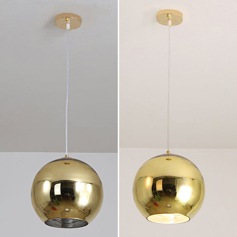 1 Light Ball Hanging Light Fixtures Postmodern Mirror Glass Ceiling Light for Restaurant