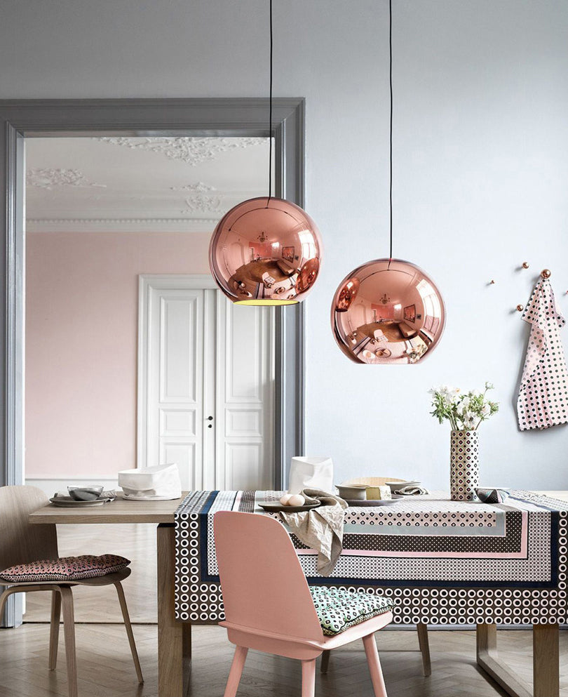 1 Light Ball Hanging Light Fixtures Postmodern Mirror Glass Ceiling Light for Restaurant