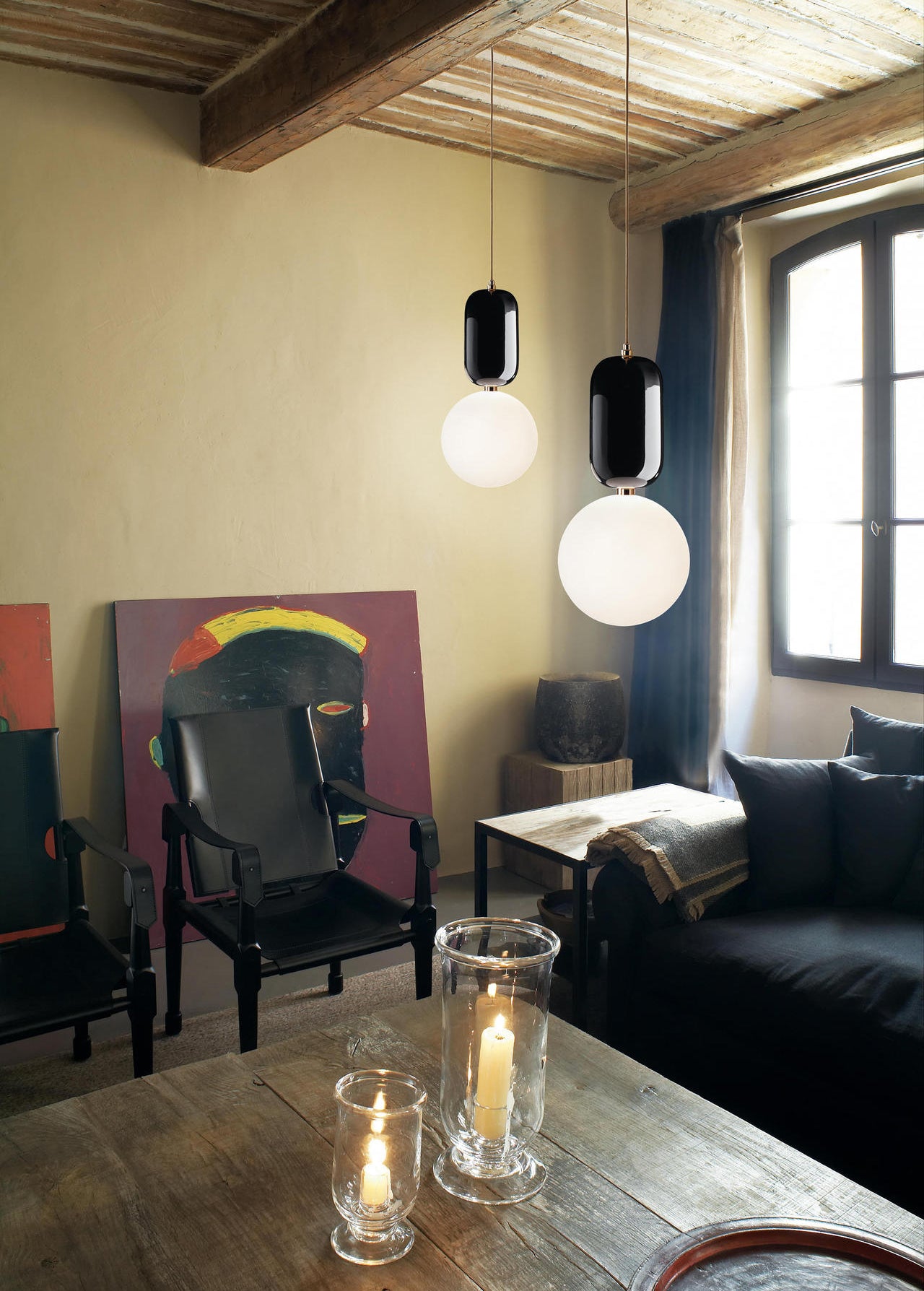 Lampada a sospensione minimalista a sospensione soggiorno con tonalità in vetro a sfera