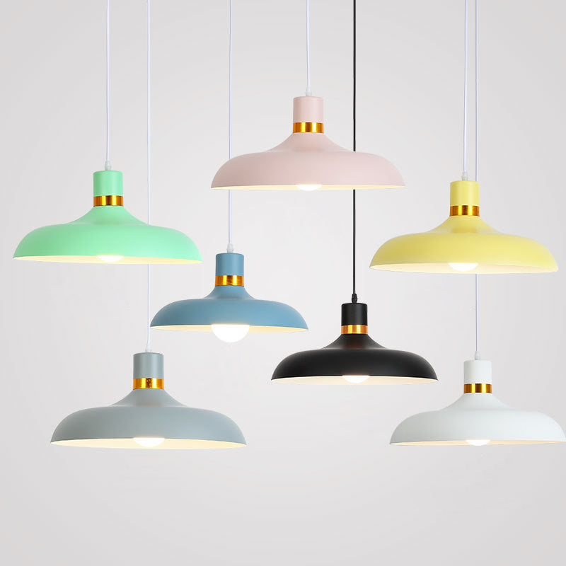 Shaded Metal Ceiling Pendant Lamp Macaron Style Down Lighting Pendant for Dinning Room