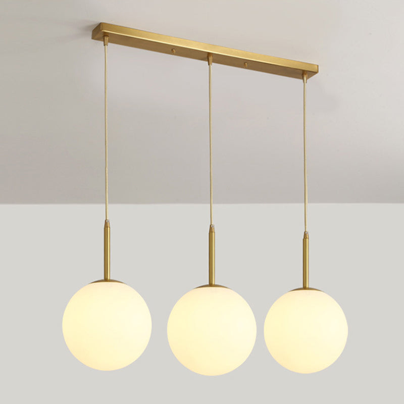 Spherical Dinning Room Pendant Ceiling Light Glass Nordic Pendant Light Kit in White