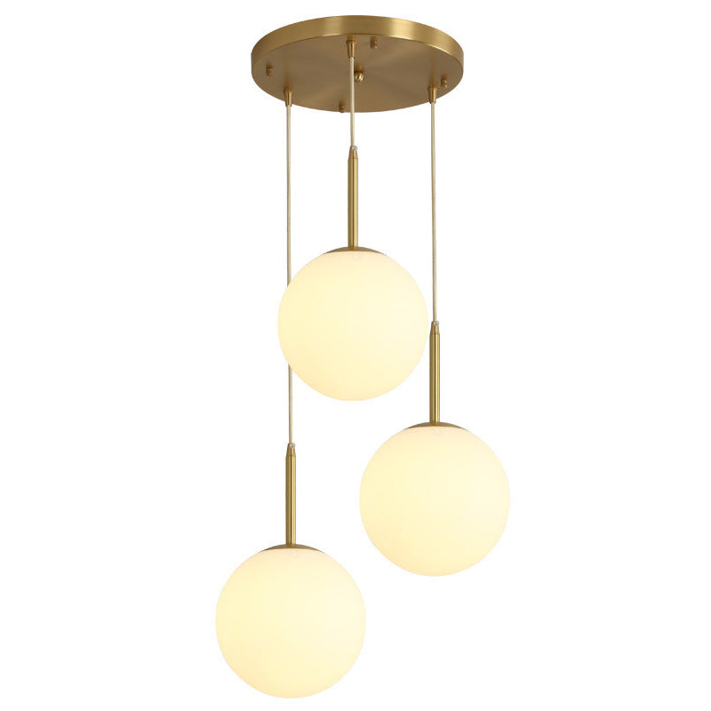 Spherical Dinning Room Pendant Ceiling Light Glass Nordic Pendant Light Kit in White