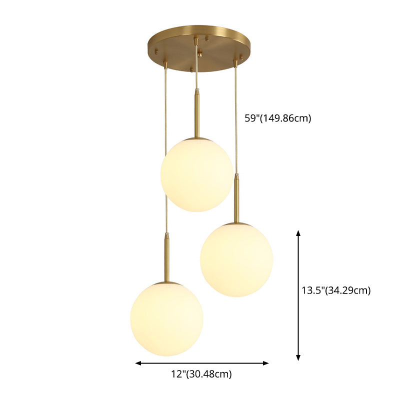 Spherical Dinning Room Pendant Ceiling Light Glass Nordic Pendant Light Kit in White