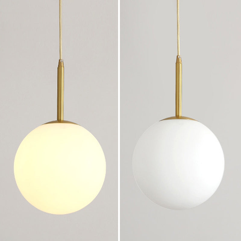 Spherical Dinning Room Pendant Ceiling Light Glass Nordic Pendant Light Kit in White