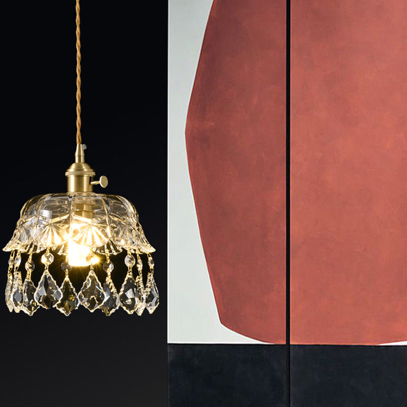 Shaded Glass Pendant Ceiling Light Contemporary Style Clear Hanging Ceiling Light