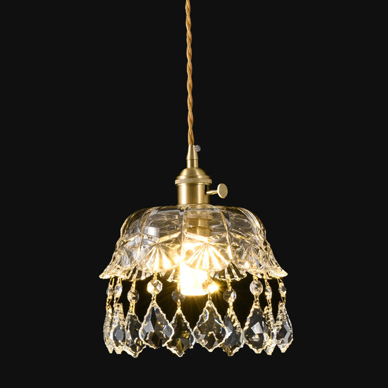 Shaded Glass Pendant Ceiling Light Contemporary Style Clear Hanging Ceiling Light