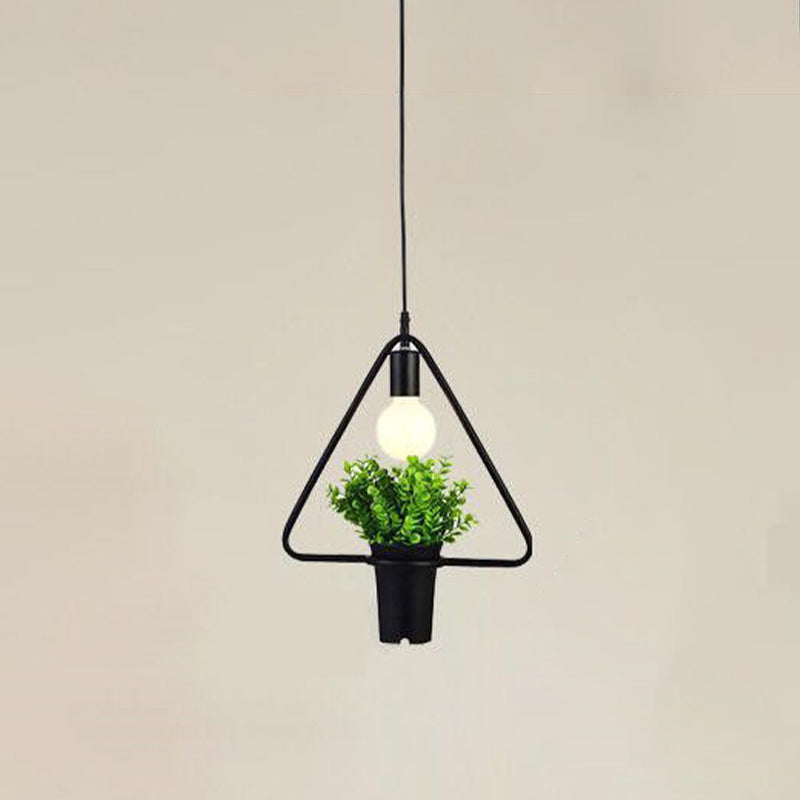1 Light Pendant Light Fixture Industrial Metal Hanging Pendant Lights with Plants for Restaurant