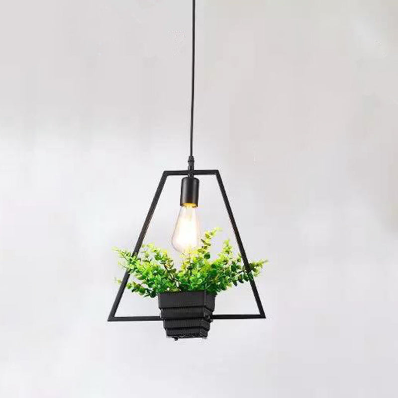 1 Light Pendant Light Fixture Industrial Metal Hanging Pendant Lights with Plants for Restaurant