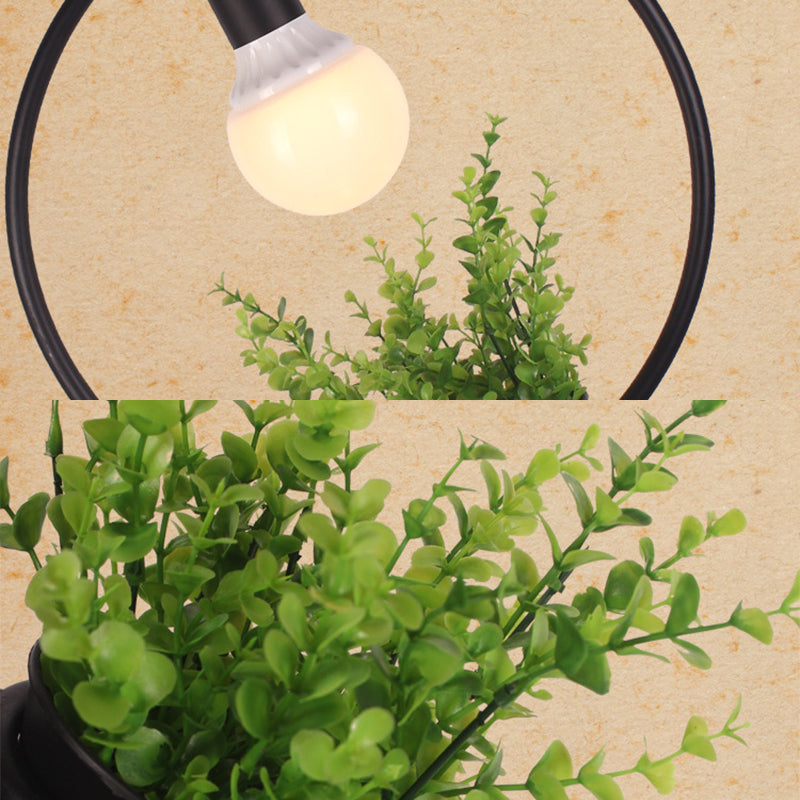 1 Light Pendant Light Fixture Industrial Metal Hanging Pendant Lights with Plants for Restaurant