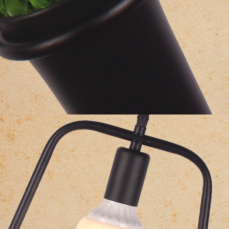 1 Light Pendant Light Fixture Industrial Metal Hanging Pendant Lights with Plants for Restaurant