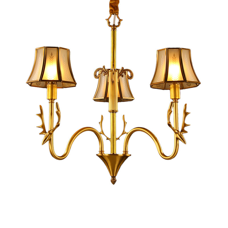 Armado de lámpara de oro de metal brazo curvo 3/5/6 luces colonialista kit de lámpara colgante