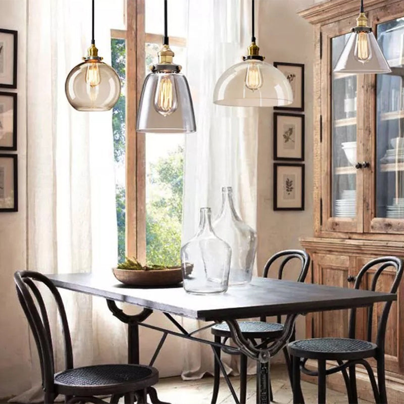 1 Light Light Kit Retro Industrialglas hängendes Licht mit hängenden Kabel für das Restaurant
