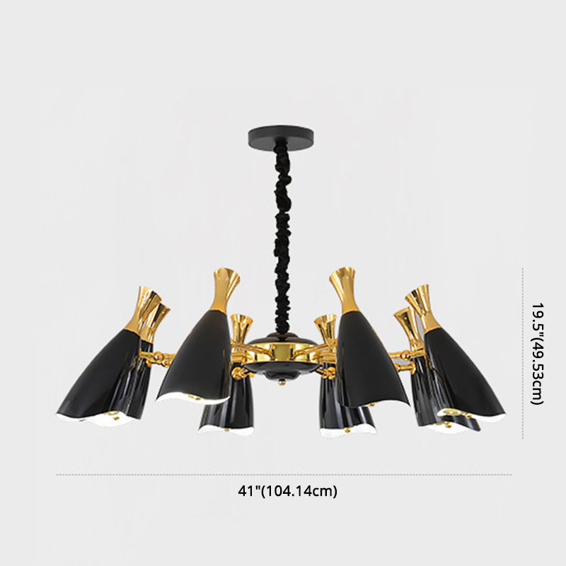 Trompeta negra colgante colgante de la lámpara de metal contemporánea accesorio de iluminación