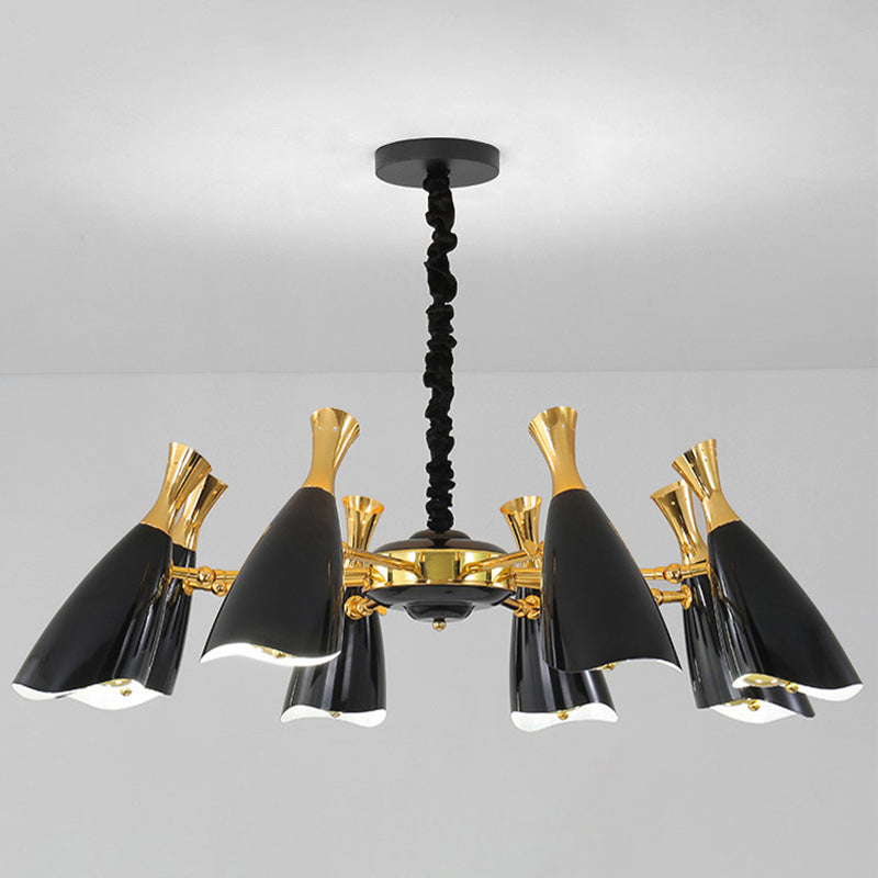 Trompeta negra colgante colgante de la lámpara de metal contemporánea accesorio de iluminación