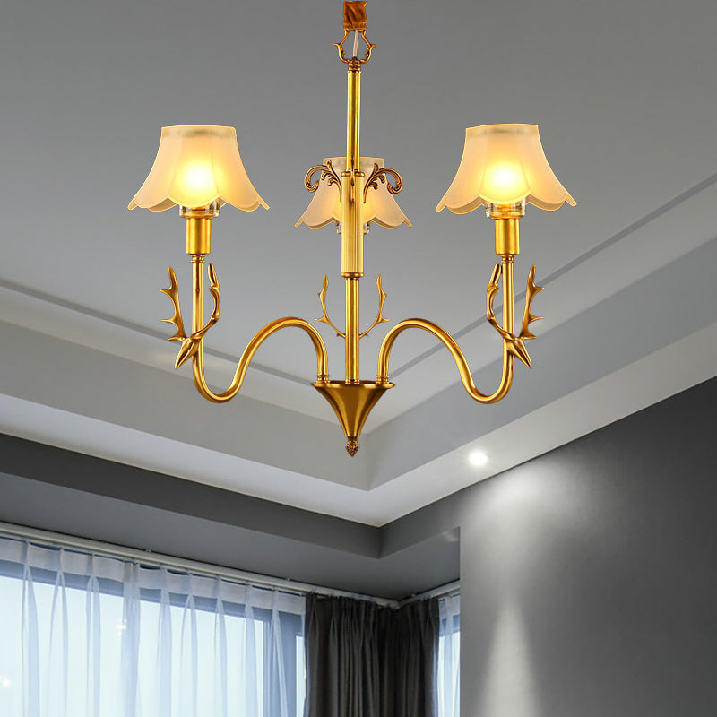 Mit überbrochener Esszimmer hängende Lampe Kolonialfrierglas 3/5/6 Lichter Gold Finish Kronleuchter Leuchte