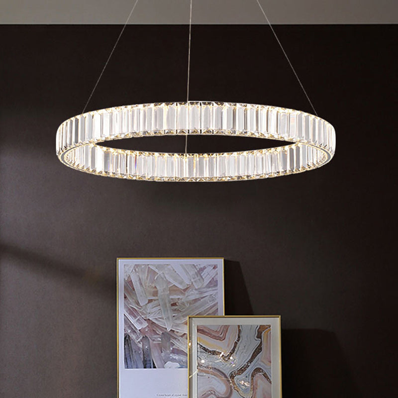Circle Chandelier Lighting Fixture Minimalist LED Crystal Pendant Lighting Fixture