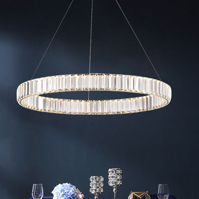 Circle Chandelier Lighting Fixture Minimalist LED Crystal Pendant Lighting Fixture