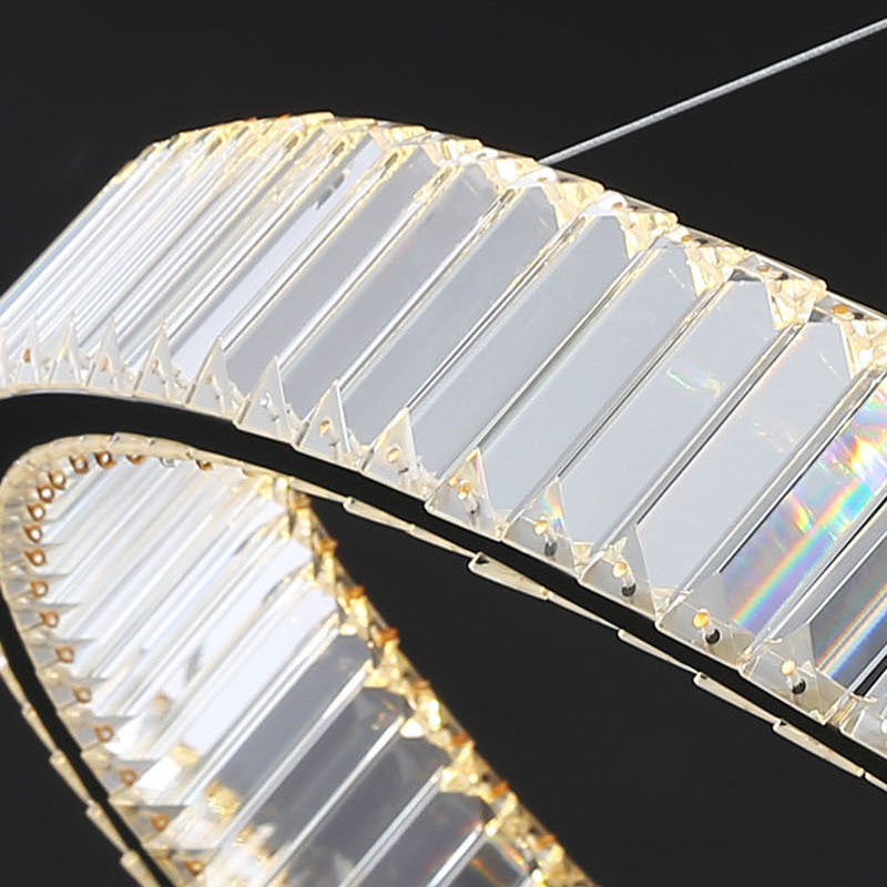 Circle Chandelier Lighting Fixture Minimalist LED Crystal Pendant Lighting Fixture