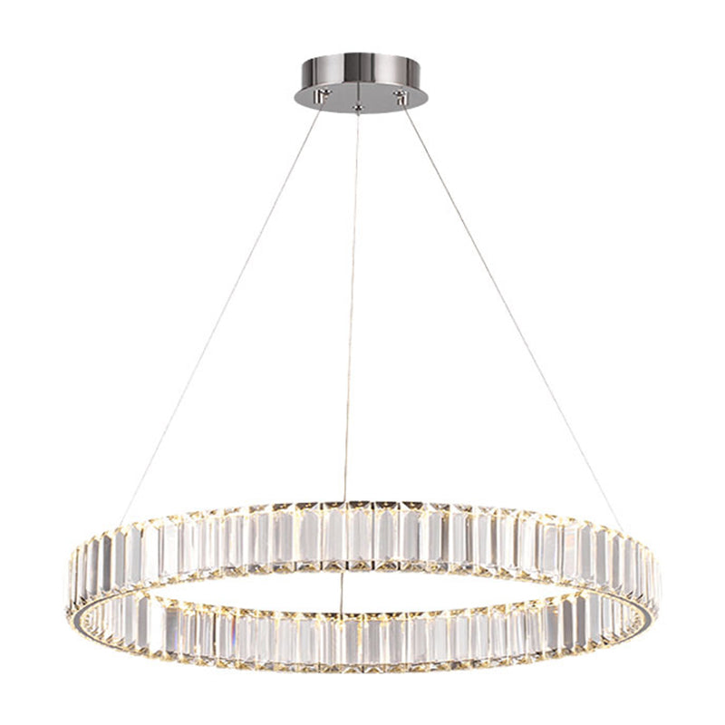 Circle Chandelier Lighting Fixture Minimalist LED Crystal Pendant Lighting Fixture