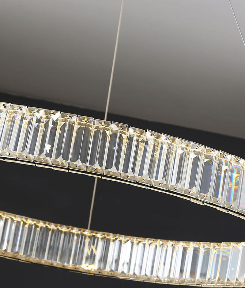 Circle Chandelier Lighting Fixture Minimalist LED Crystal Pendant Lighting Fixture