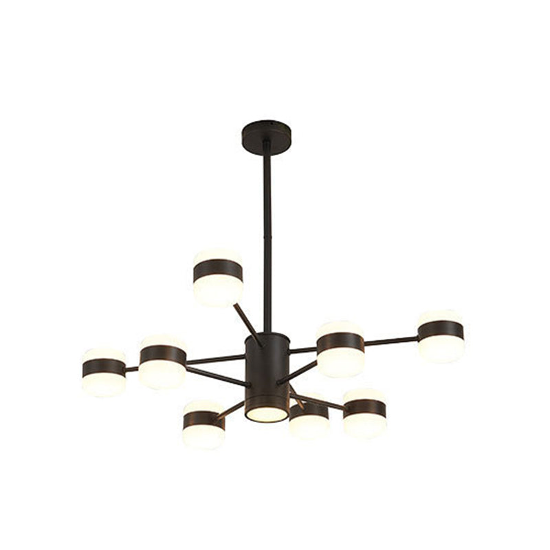 Minimalist LED Chandelier Pendant Light Black Shaded Hanging Light Fixture with Acrylic Shade