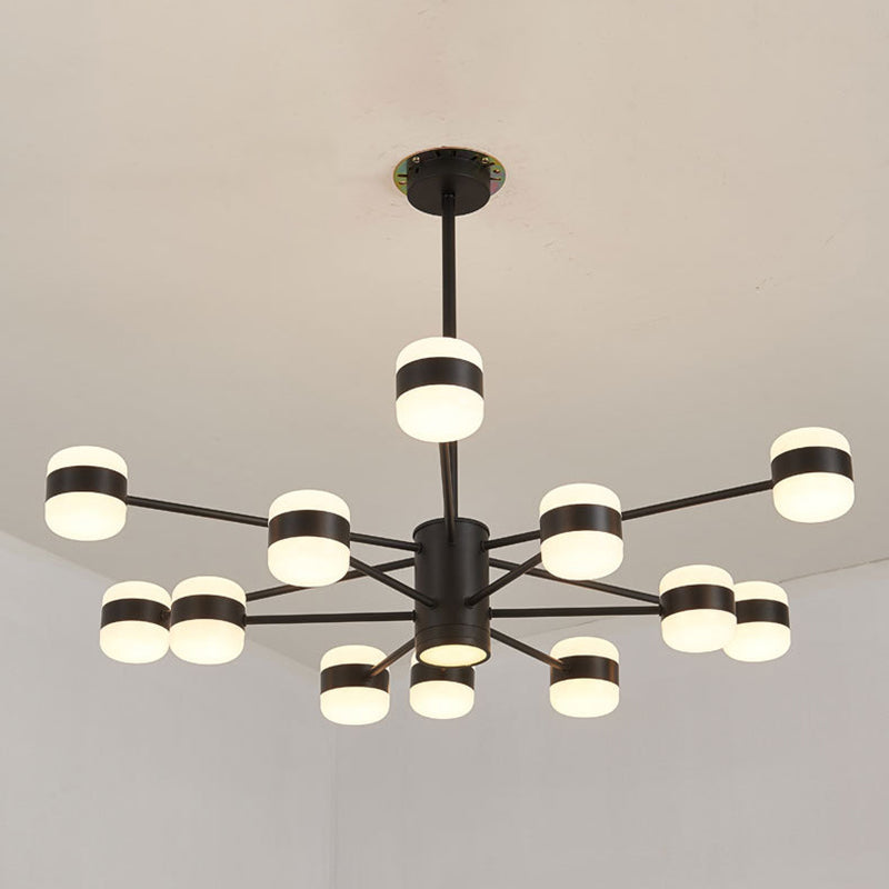 Minimalist LED Chandelier Pendant Light Black Shaded Hanging Light Fixture with Acrylic Shade