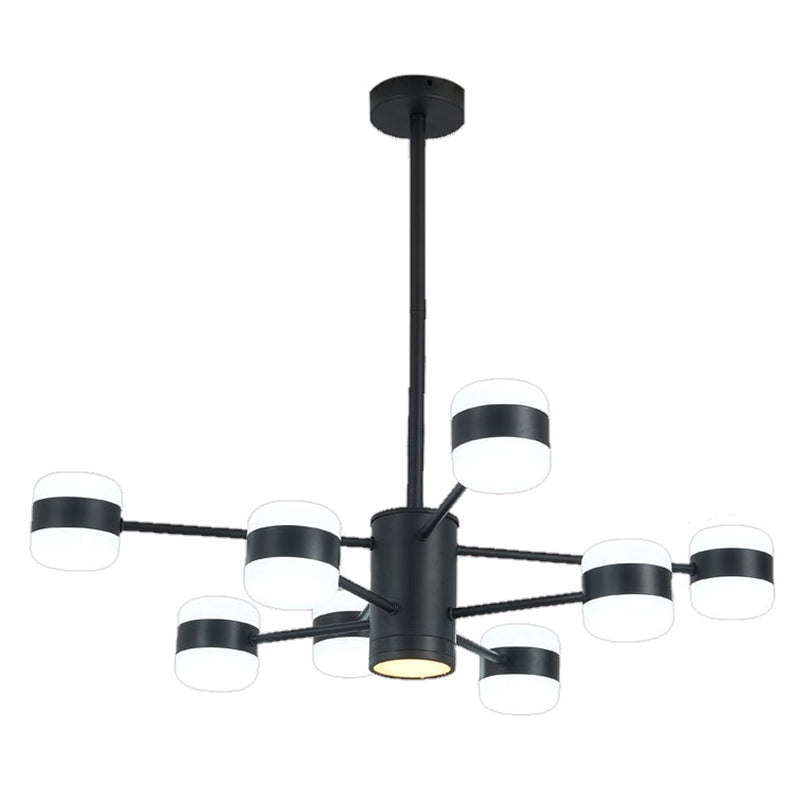 Minimalist LED Chandelier Pendant Light Black Shaded Hanging Light Fixture with Acrylic Shade