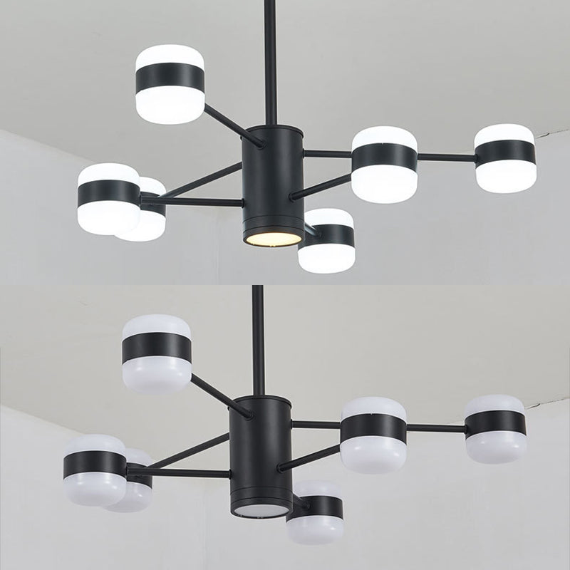 Minimalist LED Chandelier Pendant Light Black Shaded Hanging Light Fixture with Acrylic Shade