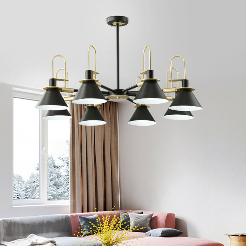 Conical Chandelier Pendant Light Minimalist Style Metal Living Room Suspension Light