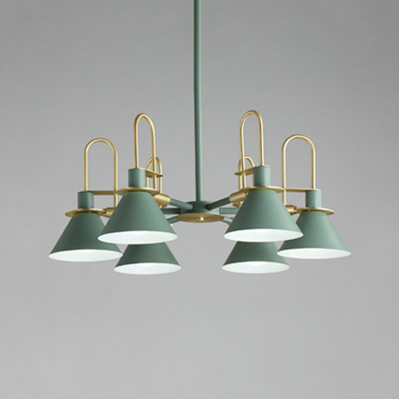 Conical Chandelier Pendant Light Minimalist Style Metal Living Room Suspension Light