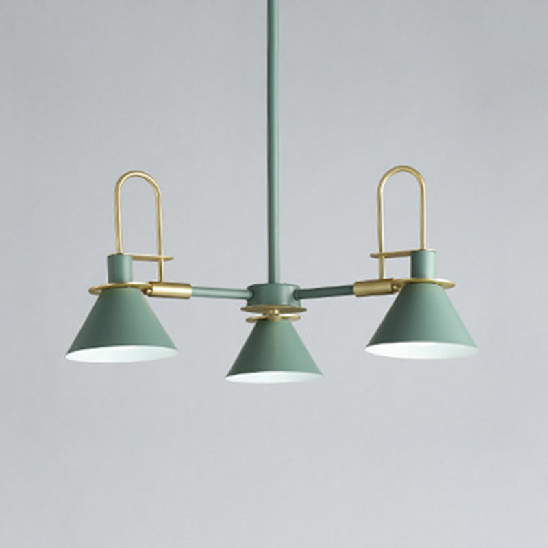 Conical Chandelier Pendant Light Minimalist Style Metal Living Room Suspension Light