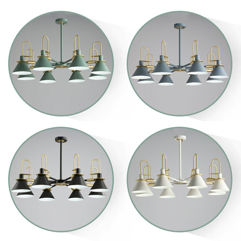 Conical Chandelier Pendant Light Minimalist Style Metal Living Room Suspension Light