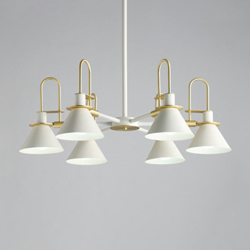 Conical Chandelier Pendant Light Minimalist Style Metal Living Room Suspension Light