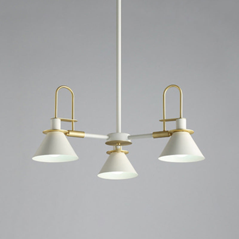 Conical Chandelier Pendant Light Minimalist Style Metal Living Room Suspension Light