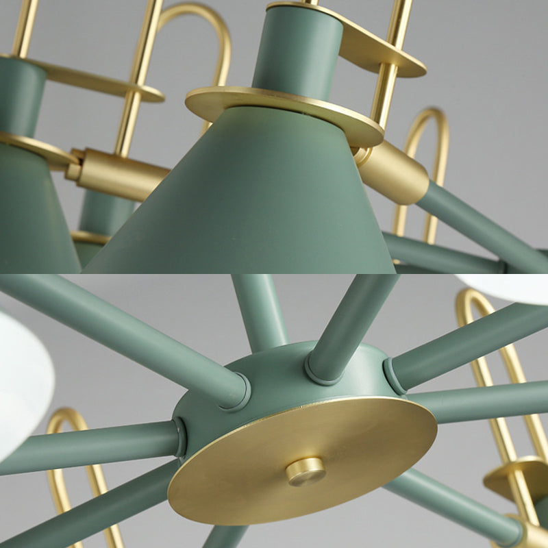 Conical Chandelier Pendant Light Minimalist Style Metal Living Room Suspension Light