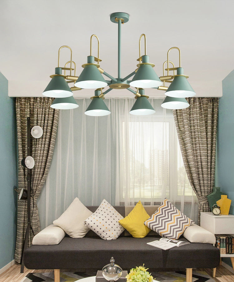Conical Chandelier Pendant Light Minimalist Style Metal Living Room Suspension Light