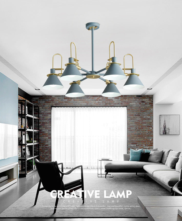 Conical Chandelier Pendant Light Minimalist Style Metal Living Room Suspension Light