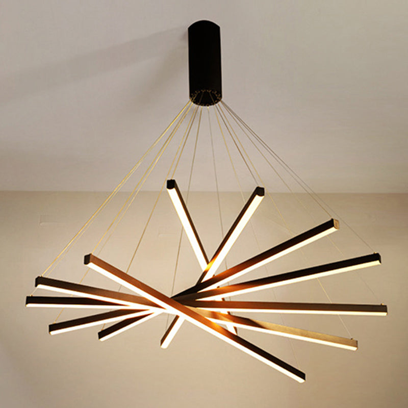 Linear Ceiling Pendant Light Minimalist Style Metal LED Black Chandelier Pendant Light